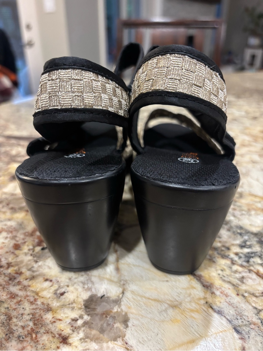 Bernie Mev Woven Slingback Heels in Natural Black Trim - Picture 7 of 10